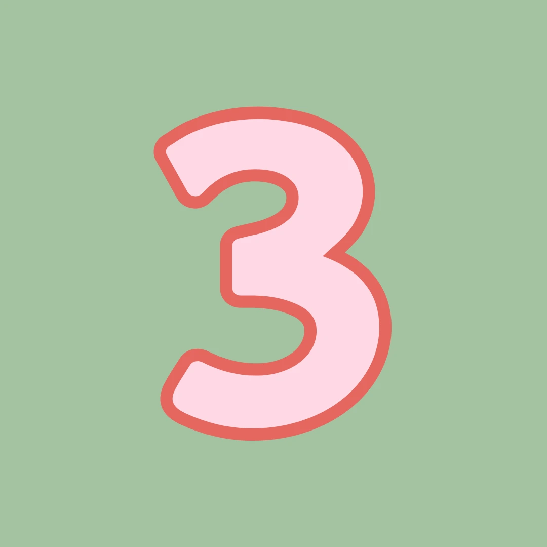 Numéro 3 rose sur fond vert